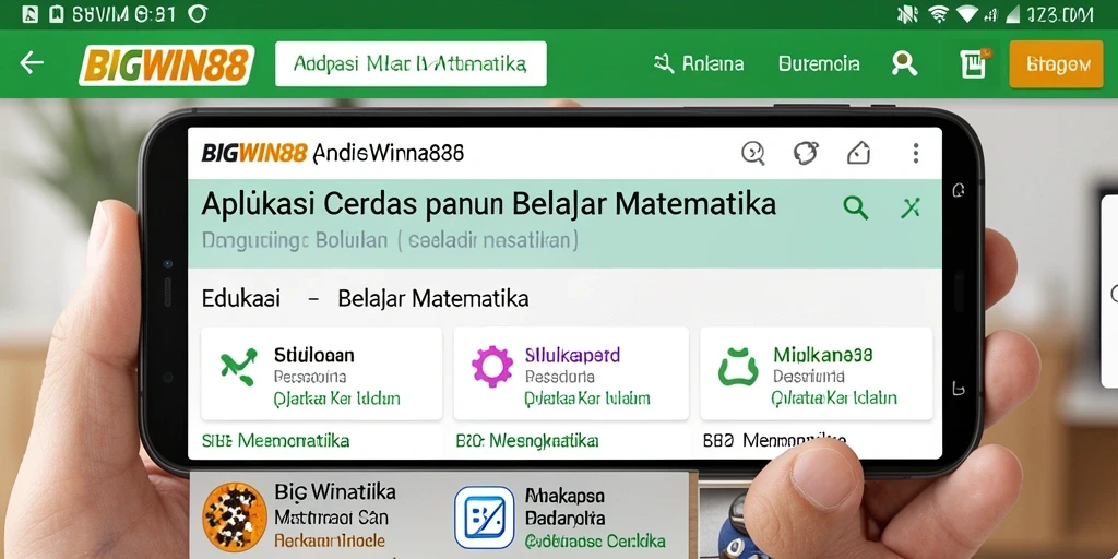 Antarmuka interaktif aplikasi BIGWIN88 untuk belajar matematika.