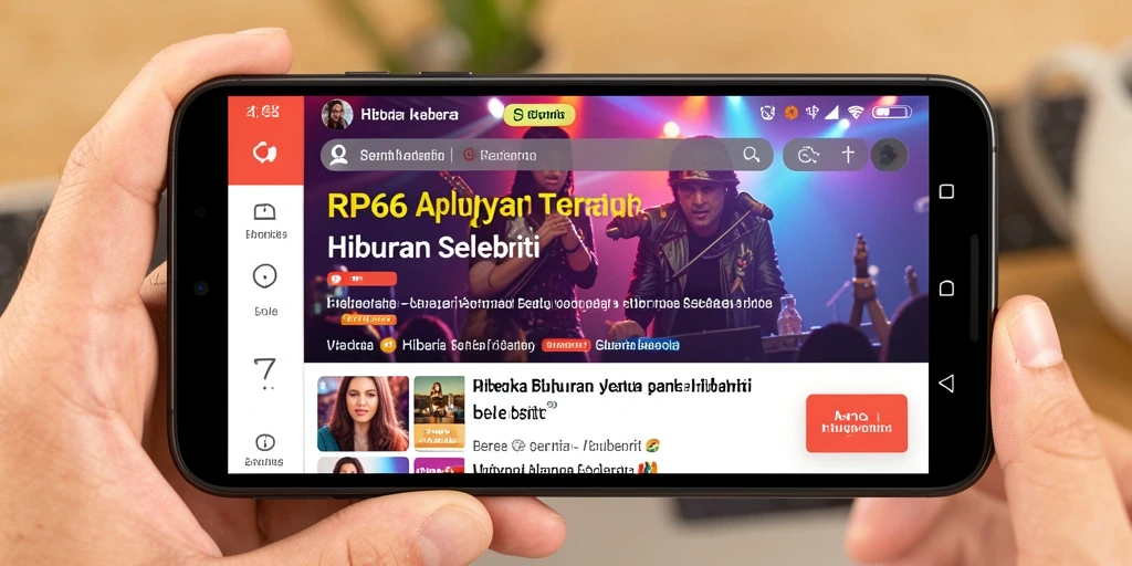 Antarmuka modern RP66 menampilkan berita selebriti secara menarik.