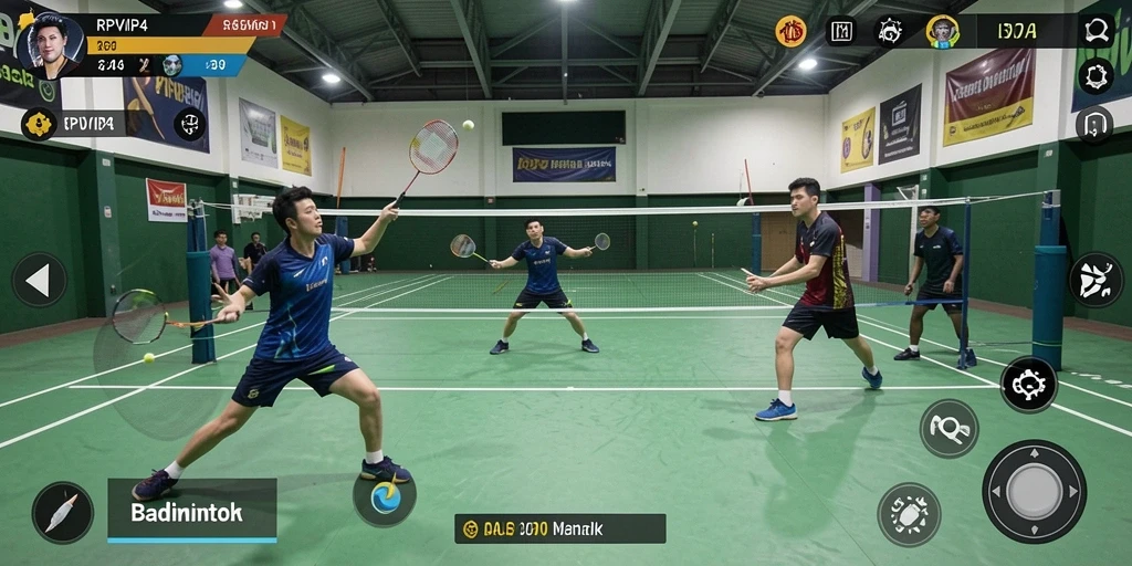 Antarmuka RPVIP4 menunjukkan aksi seru dalam pertandingan badminton.