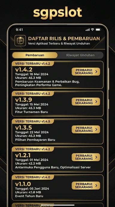 Riwayat Versi Aplikasi sgpslot untuk Android